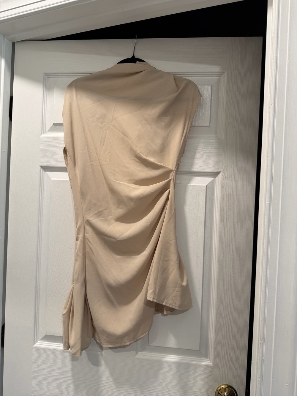 Sleeveless Draped Cream Women's Dress